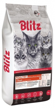Сухой корм BLITZ Classic Adult Cat POULTRY для взрослых кошек (домашняя птица)